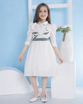 Girls Floral Pattern Shift Dress -image-44
