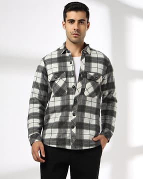 john players jeans Men Plaid Check Slim Fit Shacket-picture-19