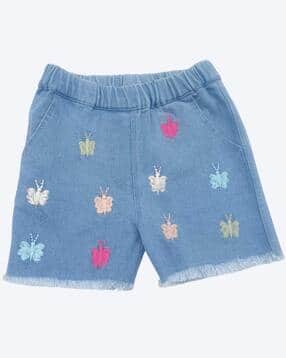creative kid's Girls Mid-Rise Embroidered Shorts-picture-19
