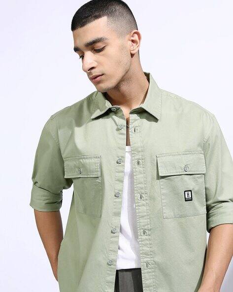 Highlander Men Oversized Cotton Shirt with Flap Pockets