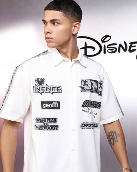 Highlander Men Mickey Mouse Print Oversized Shirt
