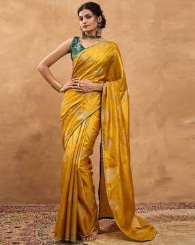 Women Banarasi Saree with Contrast Border