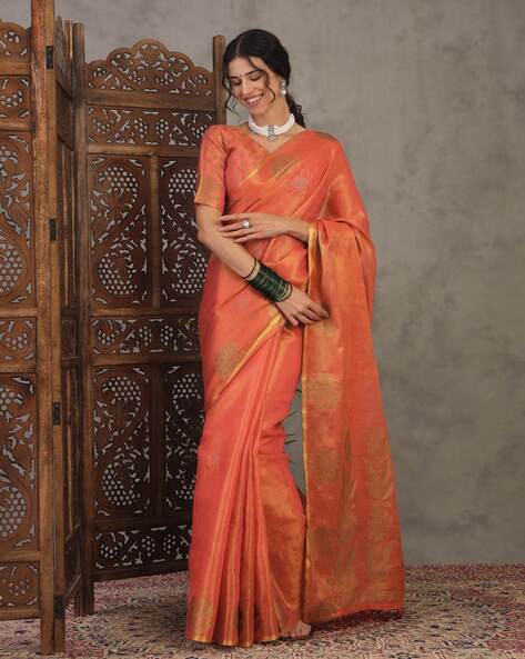 Ri-wah Banarasi Woven Saree with Tassels