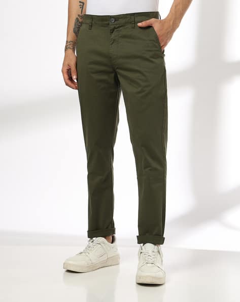 JOHN PLAYERS Men Slim Fit Flat-Front Chinos