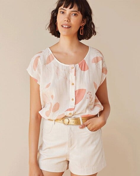 GOSRIKI Women Floral Print Relaxed Fit Round-Neck Top