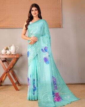 garden vareli Women Floral Print Saree with Stitched Hem-picture-12