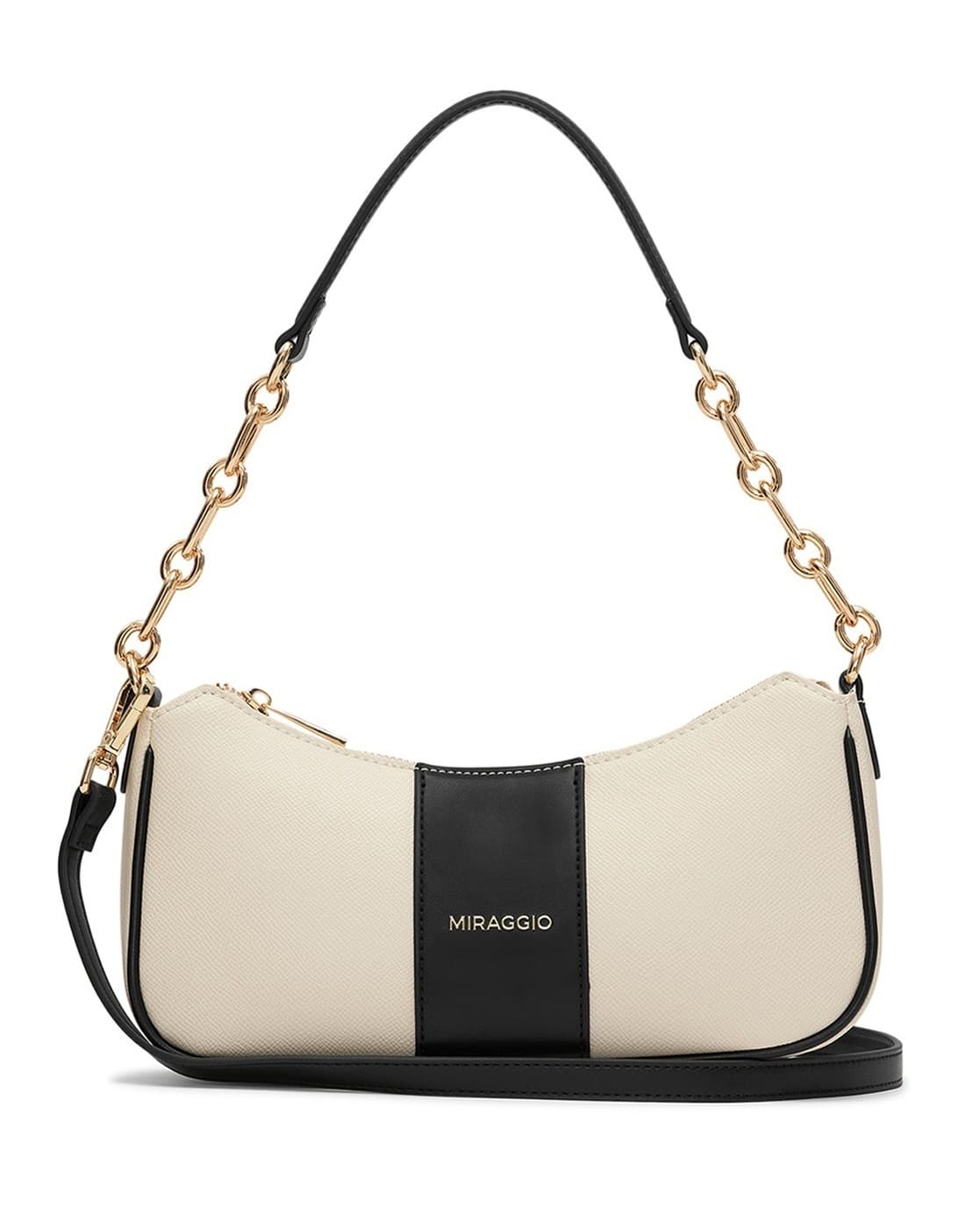 Miraggio Bella Shoulder Bag with Detachable Sling Strap (Black)