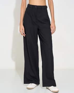 people by pantaloons Women Flat-Front Wide Leg Pants-picture-10