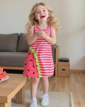 Girl Striped A-Line Dress-image-12