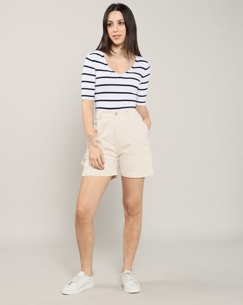 Lee Cooper Women Regular Fit Denim Shorts with Insert Pockets
