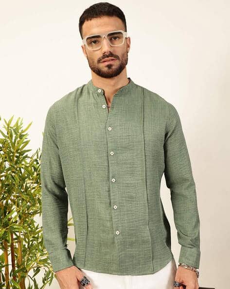 THOMAS SCOTT Men Slim Fit Shirt with Mandarin Collar