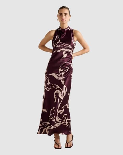 Forever New Women Floral Print Bodycon Dress with Back Cut-Out