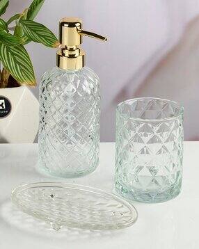 Set of 3 Ribbed Bathroom Accessories