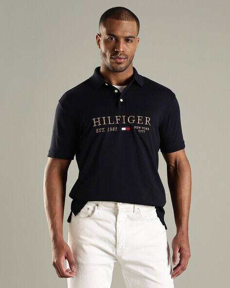 Men Brand Print Regular Fit Polo T-Shirt