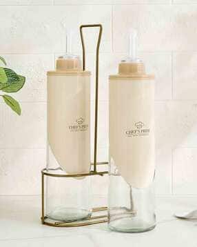 home centre Set of 2 Glass Oil Bottles with Stand-picture-18