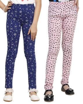 pixie n prince Girls Floral Basic Leggings-picture-53