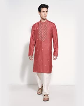 indus route by pantaloons Men Embroidered Regular Fit Long Kurta-picture-41