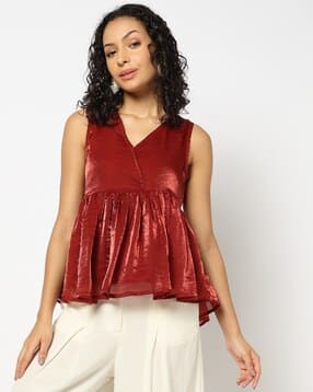 yousta Women V-Neck Regular Fit Blouse Top-picture-41