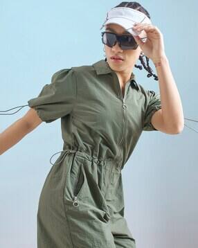 tokyo talkies Women Zip-Front Playsuit with Drawstrings Detail-picture-12