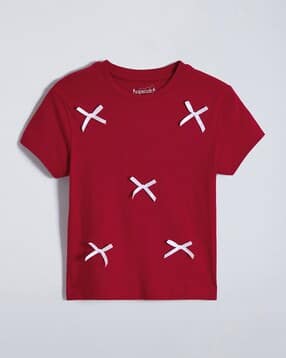 hopscotch Girls Embellished Regular Fit Round-Neck T-Shirt-picture-39