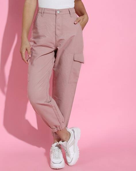 Tokyo Talkies Women Mid-Rise Cargo Jogger Jeans