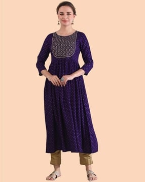 picknpick Women Embroidery Flared Kurta-picture-44