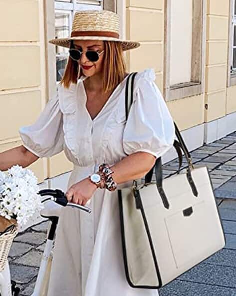 Women Laptop Tote Bag with Detachable Strap