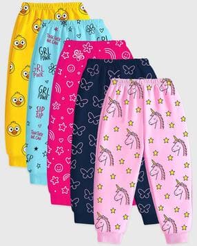 Pack of 5 Girls Cotton Printed Pyjamas-image-5