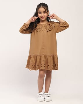 Girls Round-Neck A-Line Dress