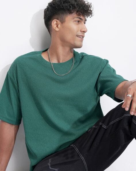 Highlander Men Self-Design Relaxed Fit Crew- Neck T-Shirt