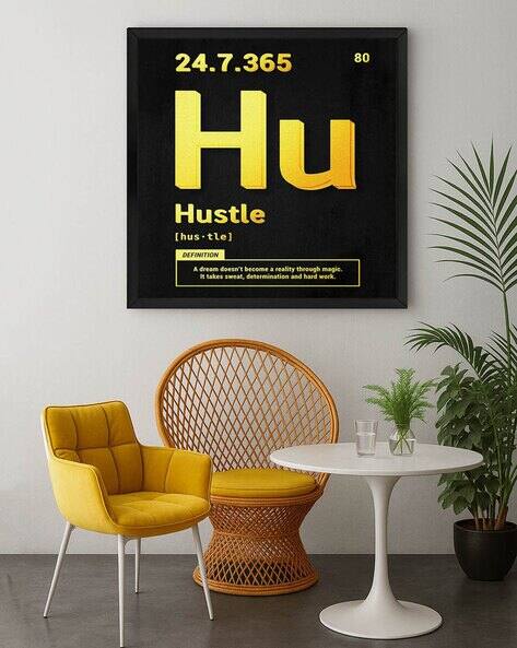 999store Hustle Definition Typography Square Framed Canvas Wall Art