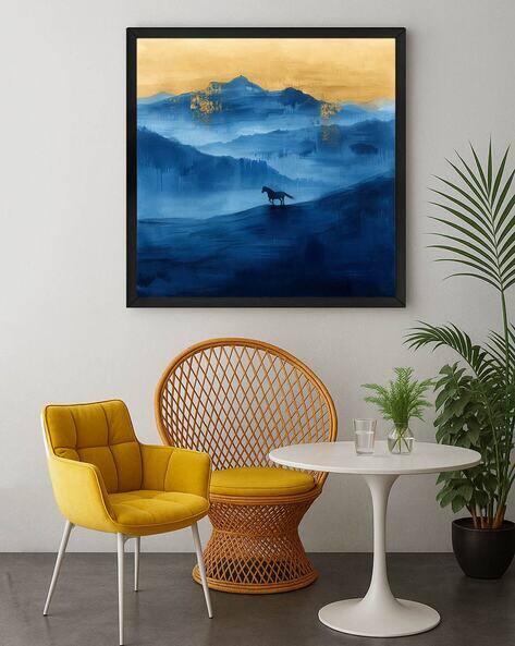 999store Square Framed Lone Horse Canvas Wall Art