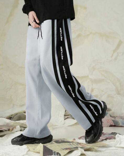 JUMP CUTS Men Striped Mid-Rise Track Pants
