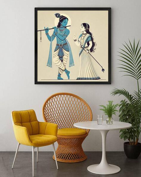 999store Lord Radha Krishna Framed Canvas Wall Art