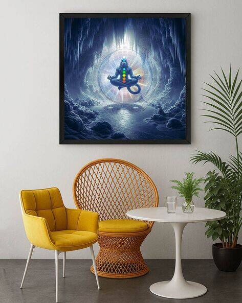 999store Square Frame Lord Shiva Canvas Wall Art