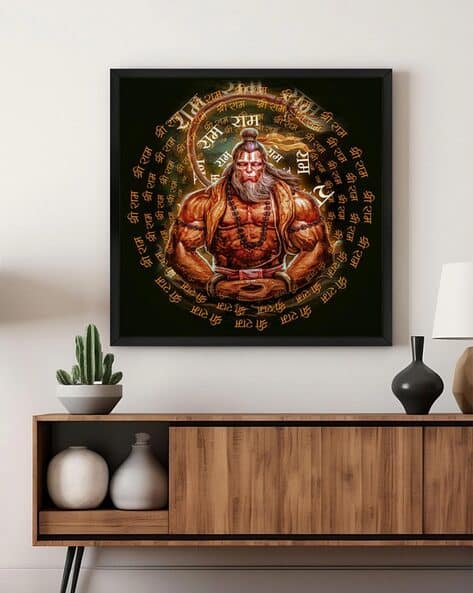 999store Radiant Golden Hanuman Canvas Wall Art