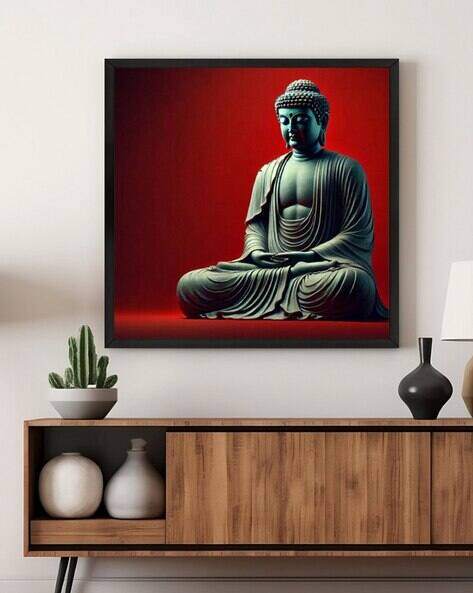 999store Lord Budha Framed Canvas Wall Art
