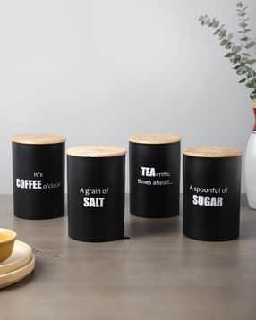 vareesha Set of 4 Metal Containers with Wooden Lids-picture-25