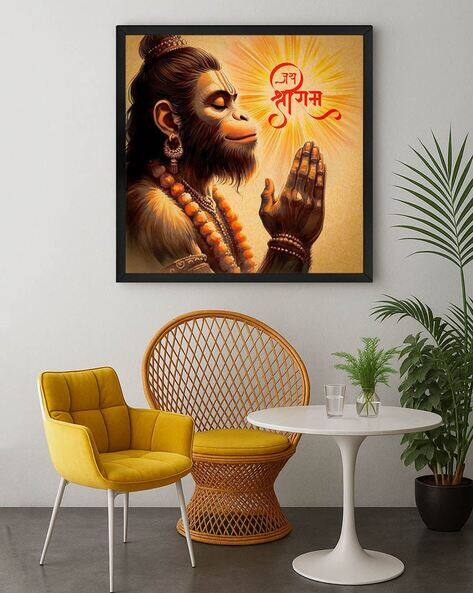 999store Square Framed Hanuman Canvas Wall Art