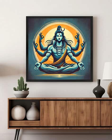 999store Divine Shivlinga Puja Canvas Wall Art