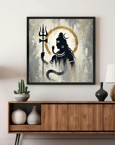 999store Lord Shiva Canvas Framed Wall Art Painting