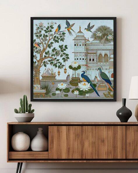 999store Traditional Indian Garden Canvas Wall Art