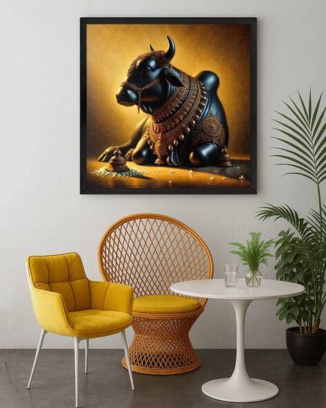 999store Sacred Nandi Bull Framed Canvas Wall Art