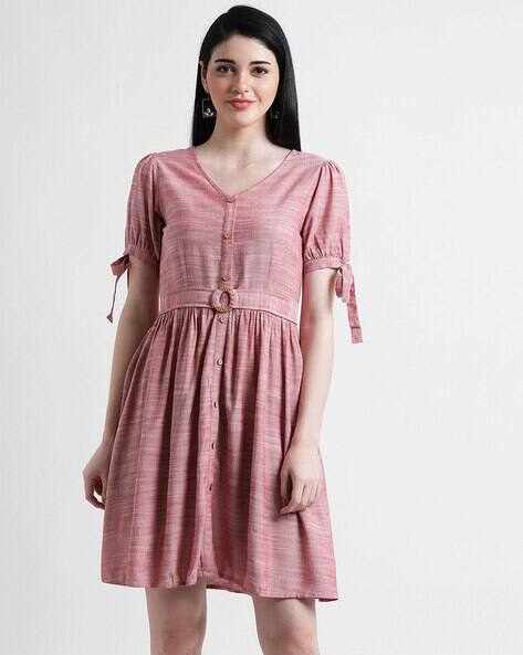 Zink London Textured V-Neck Sheath Dress