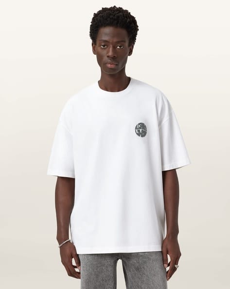 Buy ALL SAINTS Waved Cotton Oversized T-Shirt | Ashen White Color