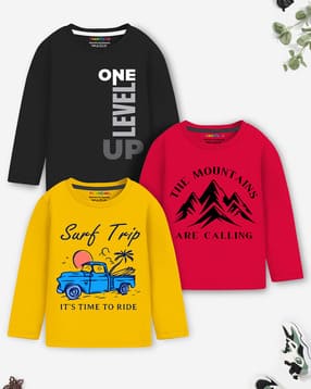 Boys Typographic T-Shirt Pack Of 3-image-23