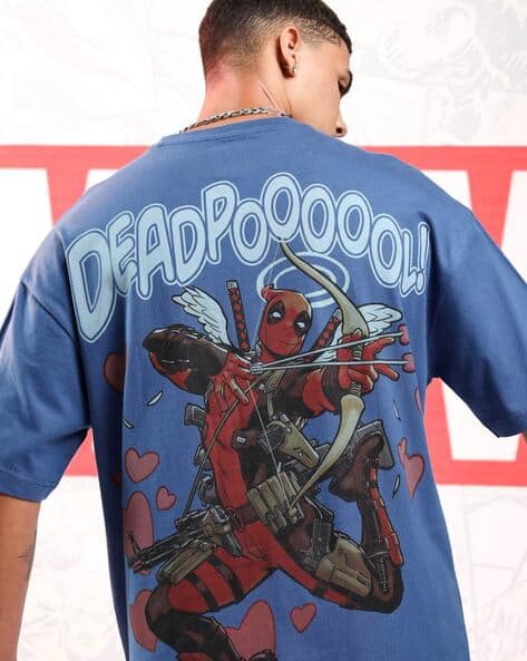Highlander Men Deadpool Print Oversized Drop-Shoulder T-Shirt
