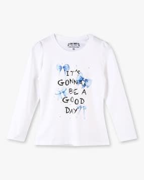 kg frendz Girls Typographic Print Regular Fit Round-Neck T-Shirt-picture-34