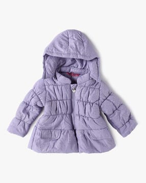 Girls Quilted Regular Fit Hooded Jacket-image-42