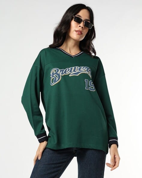Buda Jeans Co Women V-Neck Oversized Fit Sweatshirt